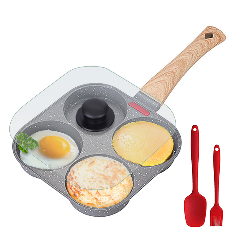 Electric Griddle Pancake - 논스틱 4컵 계란 프라이팬(뚜껑 포함) 알루미늄