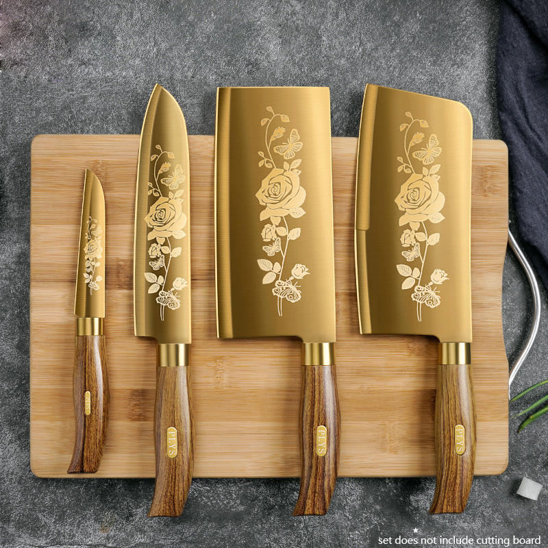 Kitchen Appliances Luxury - 골든 로즈 패턴 4종 주방 칼