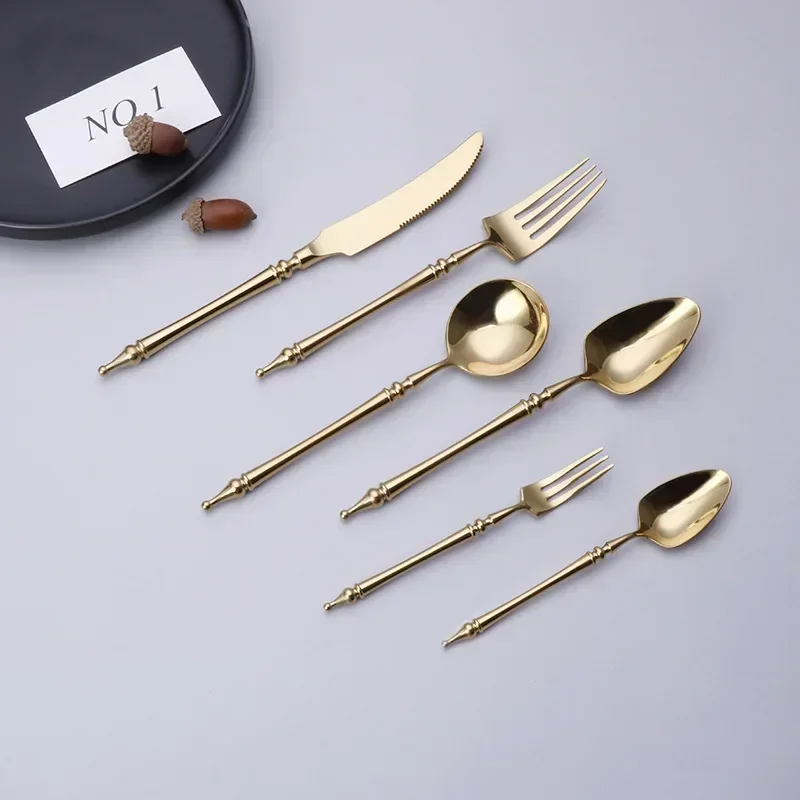 럭셔리 서양 골드 식기 세트 스테인레스 스틸 나이프 포 - Kitchen Appliances Luxury 리뷰 및 가격