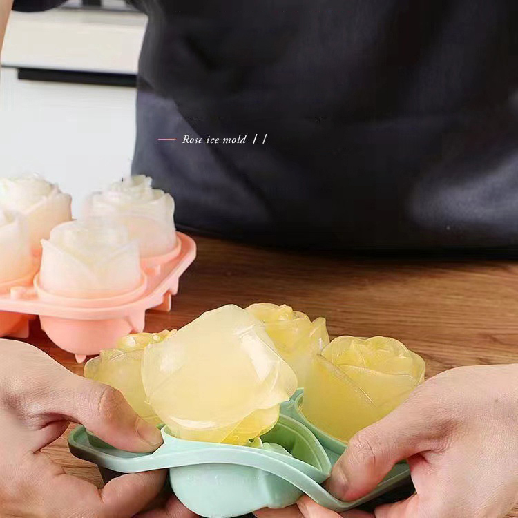 3D 로즈 아이스 몰드 4 홀 아이스 큐브 트레이 몰드 - Kitchen Appliances Brand 리뷰 및 가격