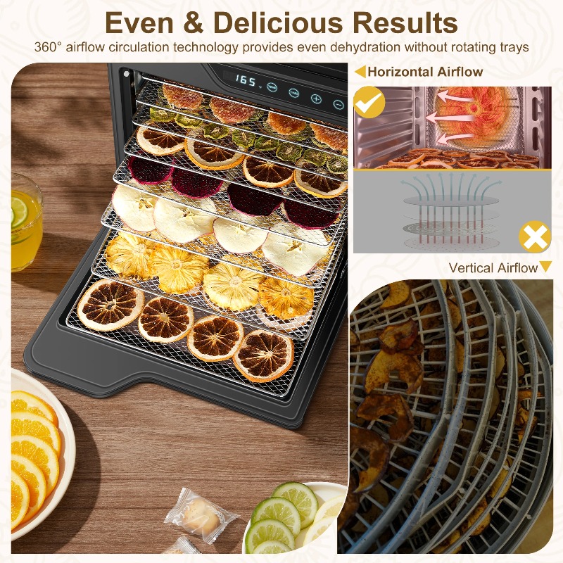 8트레이 스테인리스 스틸 625W, 165 ° 육포/과 - Dehydrator Tray Electric 리뷰 및 가격